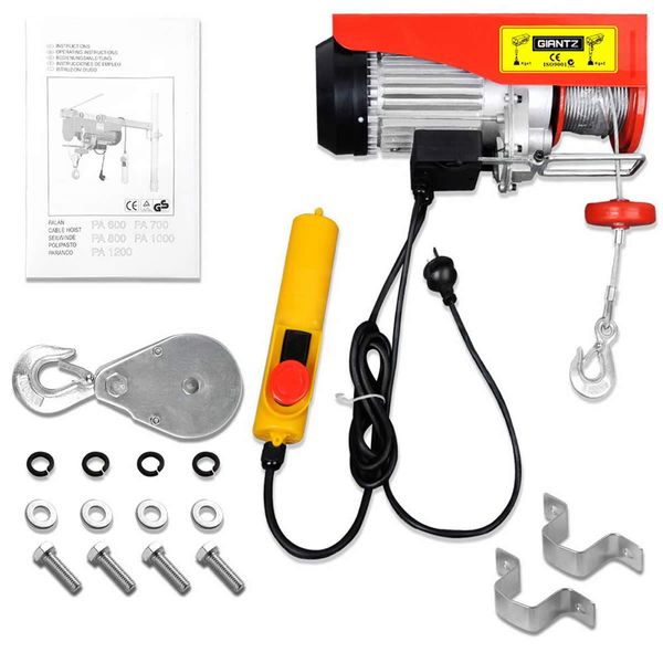 Giantz Electric Hoist Winch 500/1000KG Cable 20M Rope Tool Remote Chain Lifting