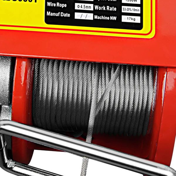 Giantz Electric Hoist Winch 500/1000KG Cable 20M Rope Tool Remote Chain Lifting