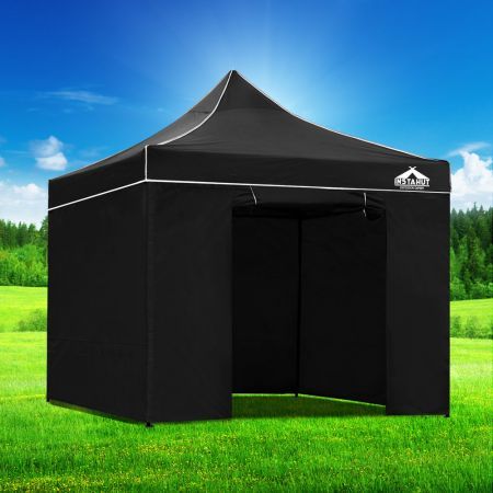 Instahut Gazebo 3x3 Pop Up Marquee Folding Tent Wedding Gazebos Camping Outdoor Shade Canopy Black