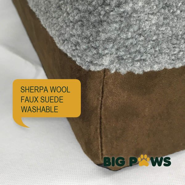 Big Paws 15cm Thick Extra Large 100% Memory Foam Dog Bed Orthopedic Pet Kennel Cushion - Brown