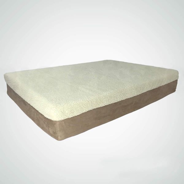 Big Paws 15cm Thick Extra Large 100% Memory Foam Dog Bed Orthopedic Pet Kennel Cushion - Beige