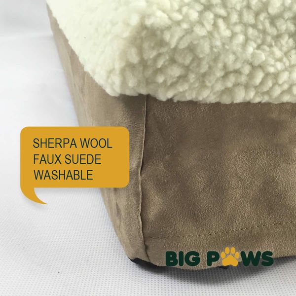 Big Paws 15cm Thick Extra Large 100% Memory Foam Dog Bed Orthopedic Pet Kennel Cushion - Beige