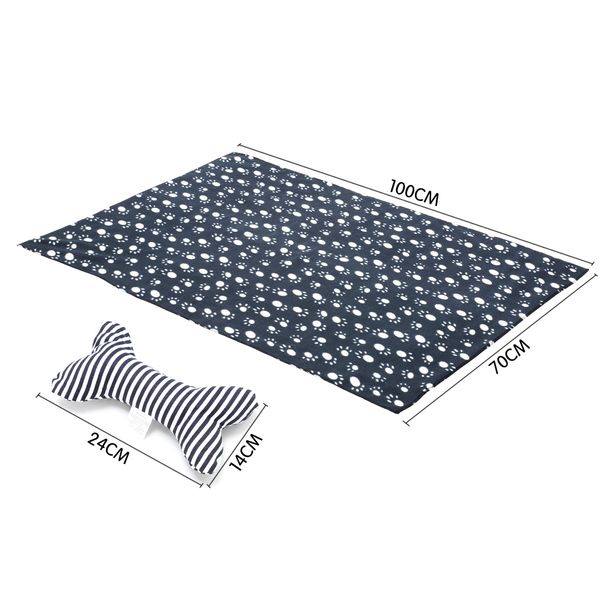 Soft Washable Pet Bed Mattress with Blanket & Dog Bone-XXLarge 