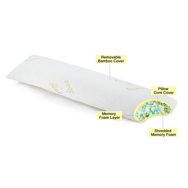 Body Pillow Support Long Pillow Bamboo Cover Memory Foam Luxdream