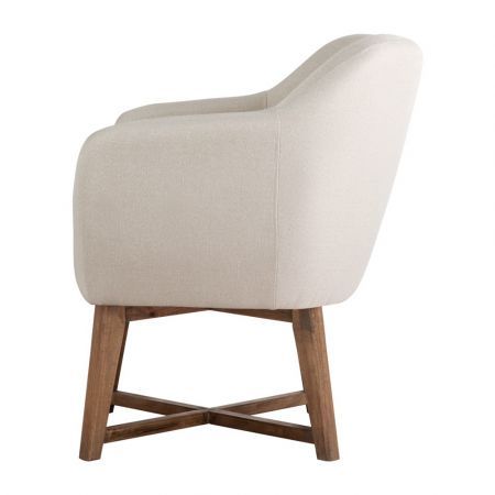 Fabric Tub Lounge Armchair with Criss-cross Base - Beige