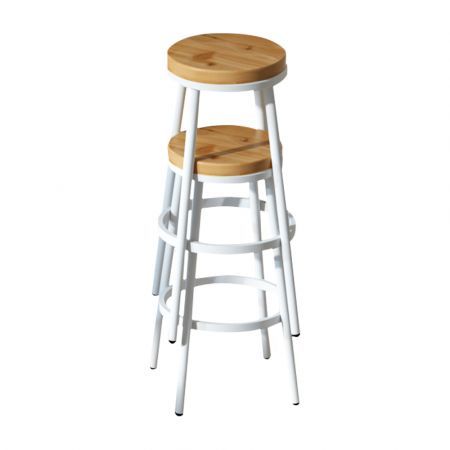 Artiss Set of 2 Wooden Stackable Bar Stools - White and Wood