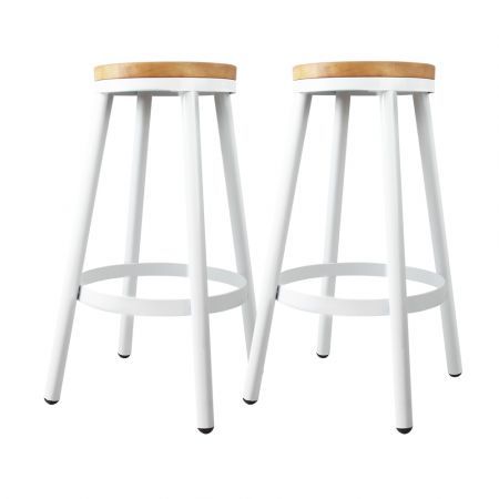 Artiss Set of 2 Wooden Stackable Bar Stools - White and Wood