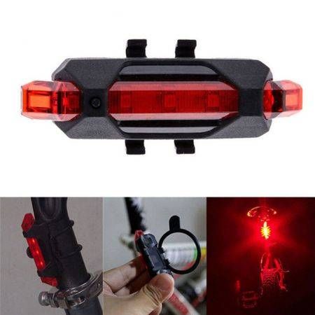 LED USB Rechargeable Bike Bicycle Cycling Tail Rear Safety Warning Light Lamp