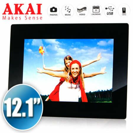 12.1" Akai ADPF12X Digital Photo Frame + USB / Card Reader with Remote Control - Supports SD / MMC / MS / xD - Black