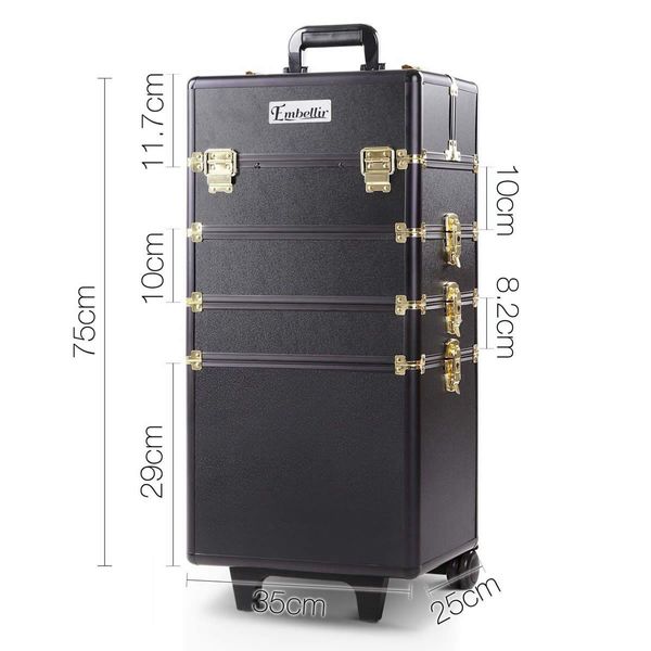 Embellir 7 in 1 Portable Cosmetic Beauty Makeup Trolley - Black & Gold