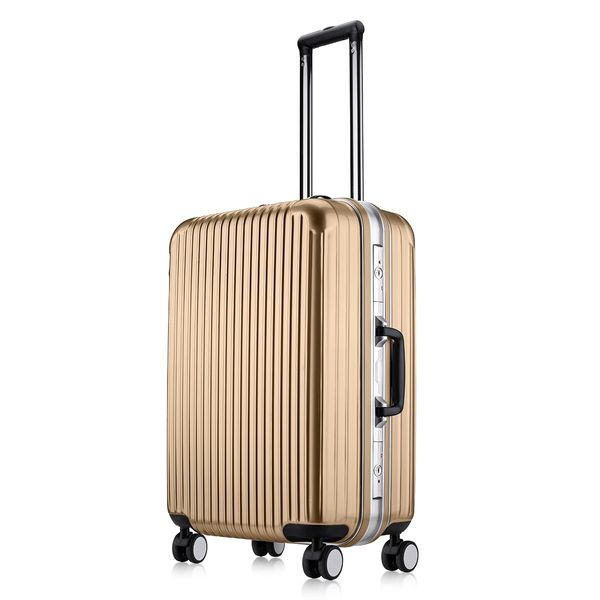 24" Champagne Lightweight Hard Case Aluminum Luggage Trolley