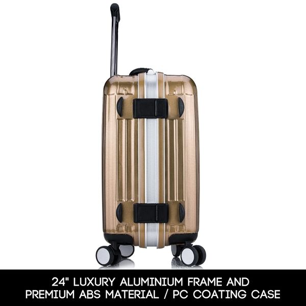 24" Champagne Lightweight Hard Case Aluminum Luggage Trolley