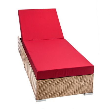 Wicker Sun Lounger with 3 Cover Sets - Brown