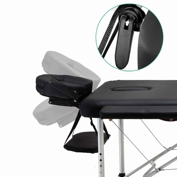 Zenses Massage Table 75cm 2 Fold Aluminium Massage Bed Portable Beauty Therapy Black