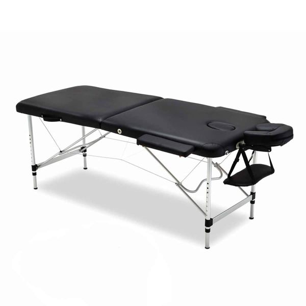 Zenses Massage Table 75cm 2 Fold Aluminium Massage Bed Portable Beauty Therapy Black