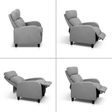 Linen Fabric Luxury Sofa Armchair Recliner Chair - Grey