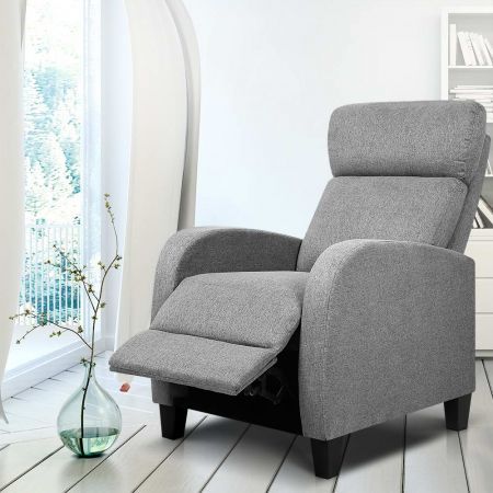 Linen Fabric Luxury Sofa Armchair Recliner Chair - Grey