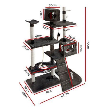 i.Pet Cat Tree 170cm Trees Scratching Post Scratcher Tower Condo House Furniture Wood