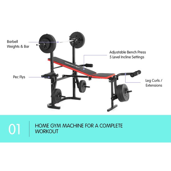 PowerTrain Home Gym Bench Press 2810 Multi Gym with Weights