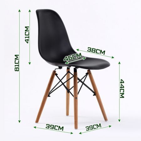 2X Retro Dining Cafe Chair DSW BLACK