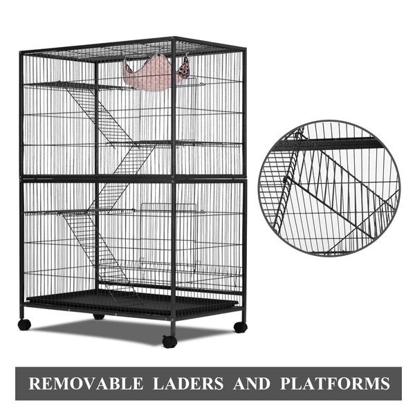 Cat House Pet Hamster Animal Home Rabbit Hutch Ferret Aviary Bird Cage Powder Coated Frame Bottom Lock 4 Levels