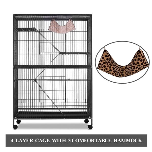 Cat House Pet Hamster Animal Home Rabbit Hutch Ferret Aviary Bird Cage Powder Coated Frame Bottom Lock 4 Levels