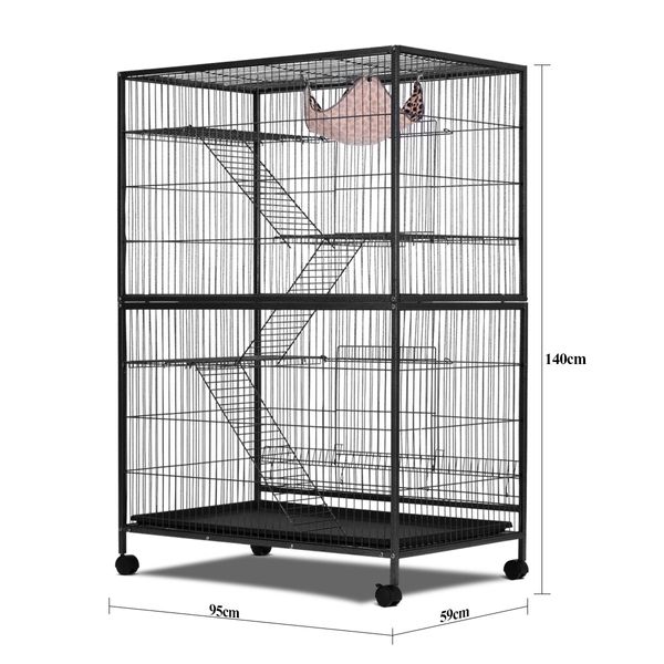 Cat House Pet Hamster Animal Home Rabbit Hutch Ferret Aviary Bird Cage Powder Coated Frame Bottom Lock 4 Levels