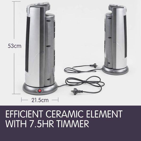 Pronti 2000W Electric Ceramic Tower Heater - Silver