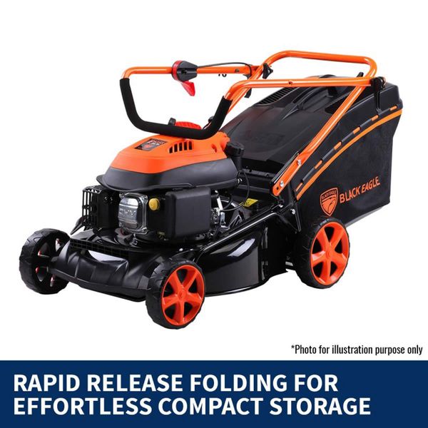 New Black Eagle Lawn Mower 18" Hand Push 4 Stroke Petrol Lawnmower Mulch & Catch