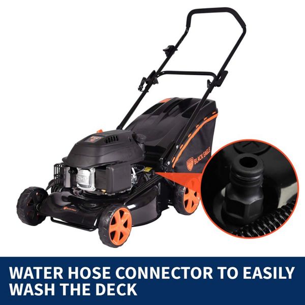 New Black Eagle Lawn Mower 18" Hand Push 4 Stroke Petrol Lawnmower Mulch & Catch