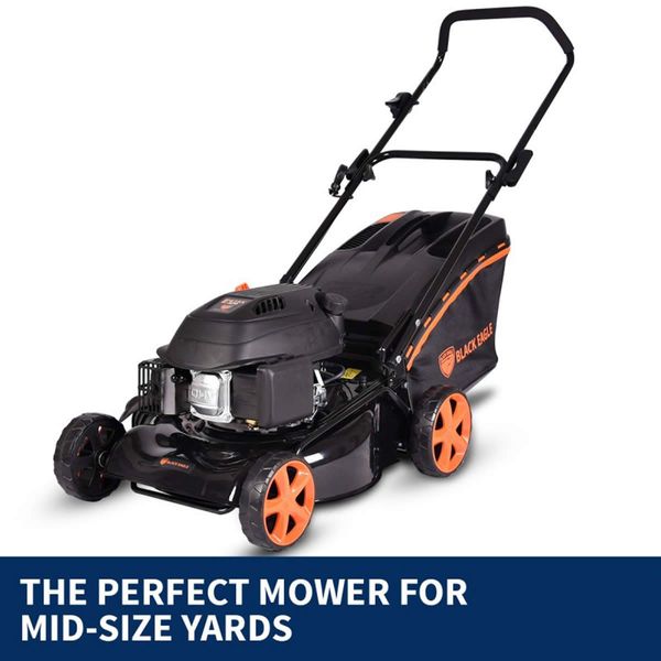 New Black Eagle Lawn Mower 18" Hand Push 4 Stroke Petrol Lawnmower Mulch & Catch