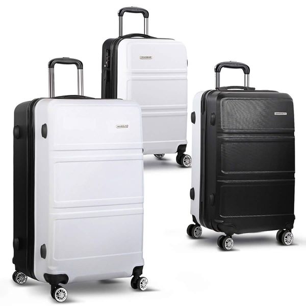 Wanderlite 3 Pieces Hard-shell Luggage Set 20", 24" and 28" - Black & White