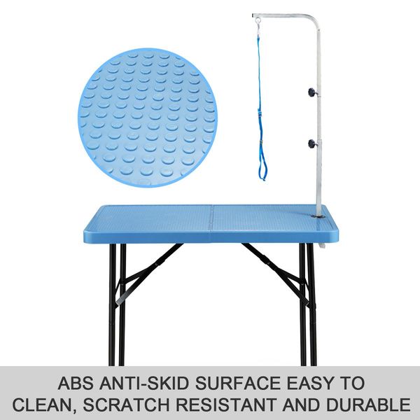 Dog Cat Grooming Table Foldable Pet Salon Beauty Desk Iron Frame 97cm in Length Blue