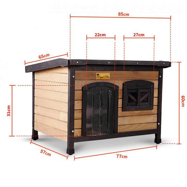 New Royal Pet Dog Timber House Kennel Wooden Home Outdoor Box Cabin Puppy Window