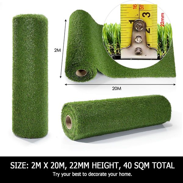 Edengrass 2Mx20M 22mm Artificial Grass Synthetic Turf Fake Lawn