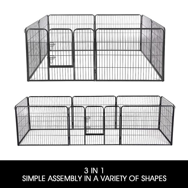 Pet Cat Enclosure Dog Playpen Rabbit Fencing Puppy Pen Ferret Cage Outdoor Indoor Portable Foldable Fabric Cover XL 8 Panels 100x100CM