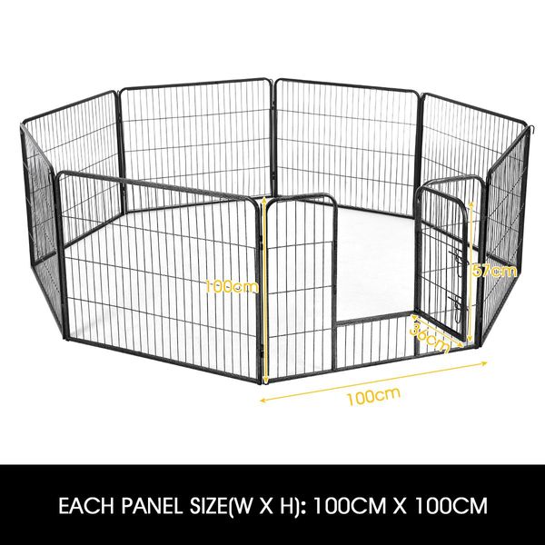 Pet Cat Enclosure Dog Playpen Rabbit Fencing Puppy Pen Ferret Cage Outdoor Indoor Portable Foldable Fabric Cover XL 8 Panels 100x100CM