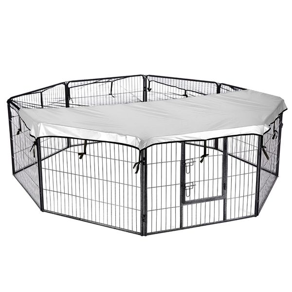 Pet Cat Enclosure Dog Playpen Rabbit Fencing Puppy Pen Ferret Cage Outdoor Indoor Portable Foldable Fabric Cover XL 8 Panels 100x100CM