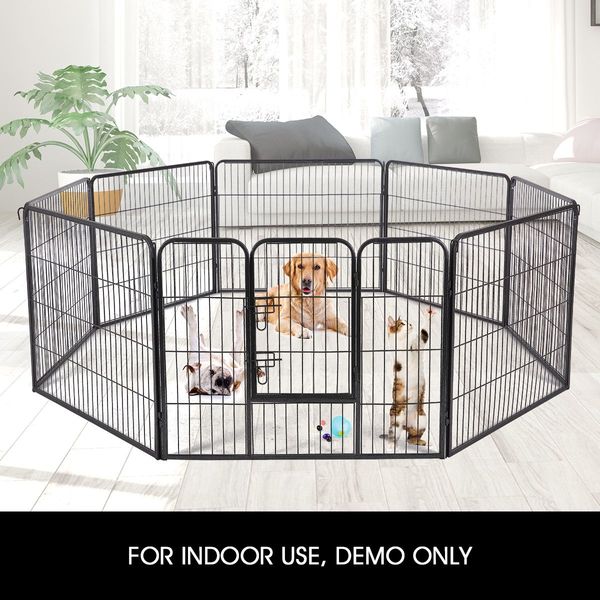 Pet Cat Enclosure Dog Playpen Rabbit Fencing Puppy Pen Ferret Cage Outdoor Indoor Portable Foldable Fabric Cover XL 8 Panels 100x100CM