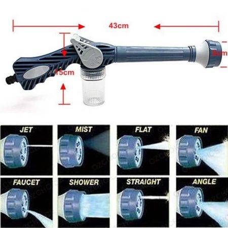 Multi Function 8in1 Jet Garden Car Water & Soap Dispenser Cannon Nozzle Spray