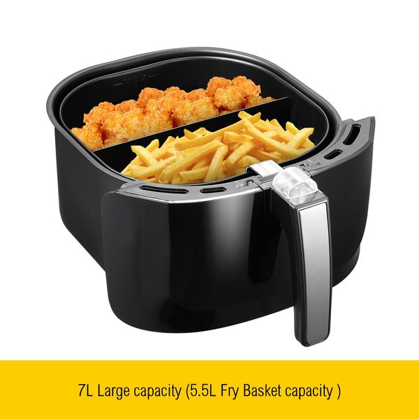 Maxkon 7L 1800W Oil Less XL Air Fryer Cooker Oven Timer Black