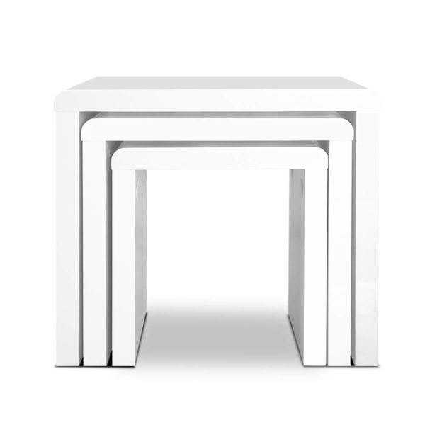 Artiss Nesting Coffee Table Set of 3 Glossy White