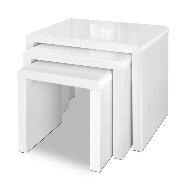 Artiss Nesting Coffee Table Set of 3 Glossy White