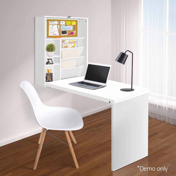 Artiss Computer Desk Bookshelf Wall Mount White