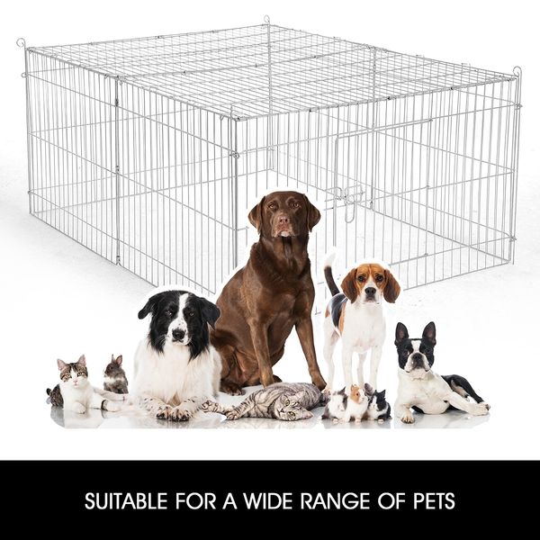 Chicken Coop Cat Enclosure Pet Dog Playpen Rabbit  Puppy Fencing Pen Foldable Outdoor Indoor Portable Fabric Cover Metal 2.2M