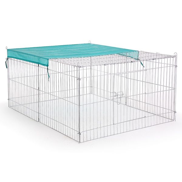 Chicken Coop Cat Enclosure Pet Dog Playpen Rabbit  Puppy Fencing Pen Foldable Outdoor Indoor Portable Fabric Cover Metal 2.2M