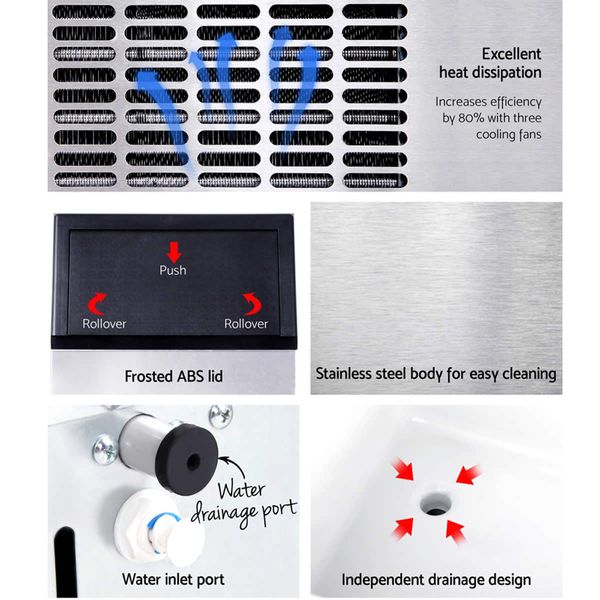 Stainless Steel Commercial Ice Maker 45-60kg in 24 Hrs