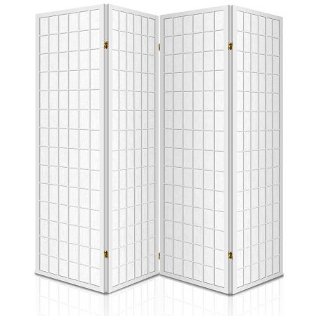 Artiss Room Divider Screen Wood Timber Dividers Fold Stand Wide White 4 Panel