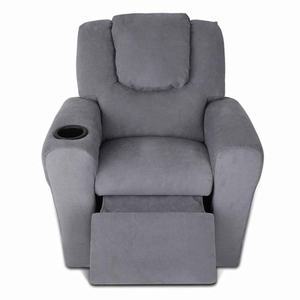 Keezi Kids Recliner Chair Grey Linen Soft Sofa Lounge Couch Children Armchair