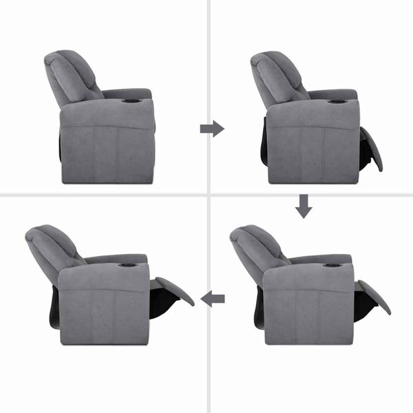 Keezi Kids Recliner Chair Grey Linen Soft Sofa Lounge Couch Children Armchair